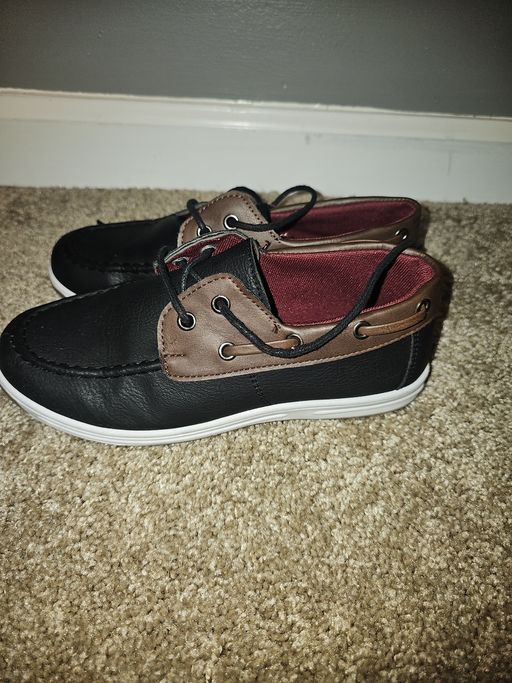 Boy's Casual Boat Shoes in Black and Brown